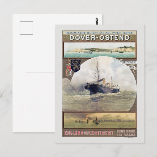 Dover-Ostend Vintage Poster 1910s ポストカード (正面/裏面)