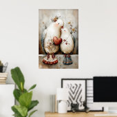Doves Couple Wall Art, Romantic Dove Illustration ポスター (ホームオフィス)