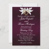 Doves, Heart & Gold Frame on Dark Purple 招待状 (裏面)
