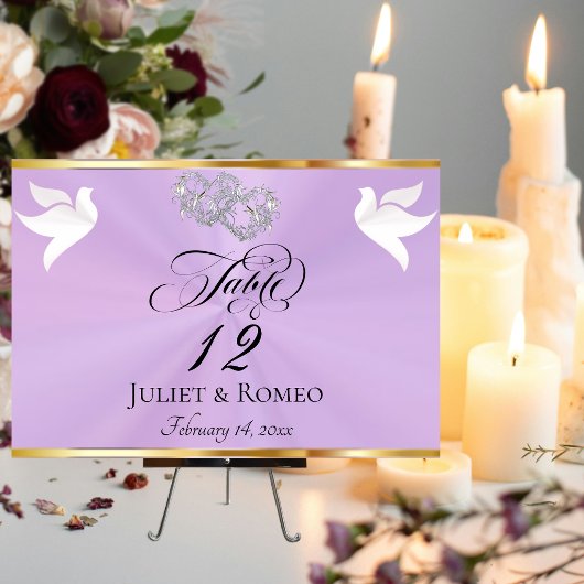 Doves & Hearts - Lavender/Silver テーブルナンバー