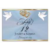 Doves & Hearts - Pastel Blue/Gold テーブルナンバー (裏面)