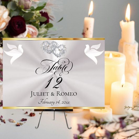 Doves & Hearts - Pearl White/Silver テーブルナンバー