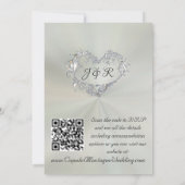 Doves, Hearts, QR Code - Pastel Sage/Silver 招待状 (裏面)