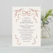 Doves Lovebirds Bow Wedding Foil Invitation 箔招待状 (立ち正面)