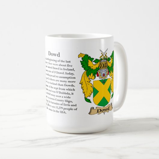 Dowd家族の紋章付き外衣 コーヒーマグカップ (正面右)