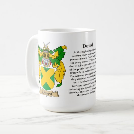 Dowd家族の紋章付き外衣 コーヒーマグカップ (正面左)