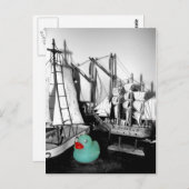 「Down by the Seaide」ゴム製のアヒルのはがき ポストカード (正面/裏面)