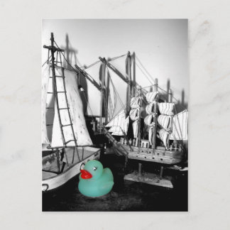 「Down by the Seaide」ゴム製のアヒルのはがき ポストカード