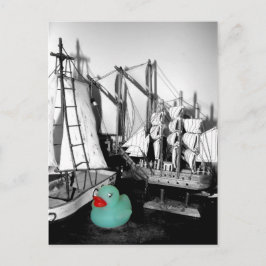 「Down by the Seaide」ゴム製のアヒルのはがき ポストカード