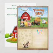 Down on the Farm – Birthday Thank You Card サンキューカード (正面/裏面)