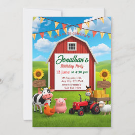 Down on the Farm Kids Birthday Invitation 招待状