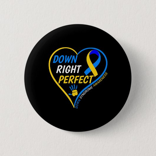 Down Right Perfect – ワールドダウン症候群認識度 缶バッジ (正面)