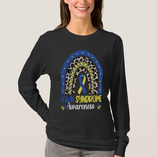 Down Syndrome Awareness Rainbow Blue Yellow Ribbon Tシャツ (正面)
