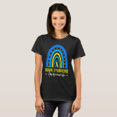 Down Syndrome Awareness Ribbon Boho Rainbow Yellow Tシャツ (正面フル)