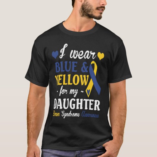 Down Syndrome Awareness T21 i wear blue yellow for Tシャツ (正面)