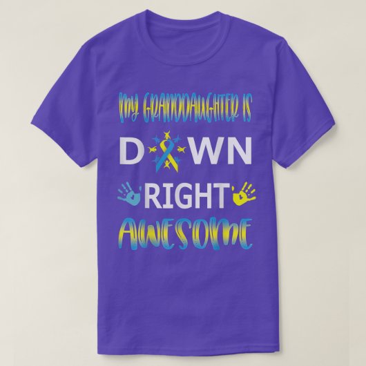 Down Syndrome Grandma Grandpa Down Right Awesome T Tシャツ (デザイン正面)