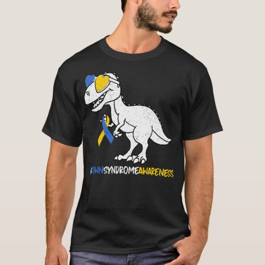 Down Syndrome T-rex Dinosaur Shirt, Boys Kids Tris Tシャツ (正面)