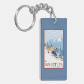 Downhhillの雪のスキーヤー-ホイスラー、紀元前にカナダ キーホルダー (正面左)