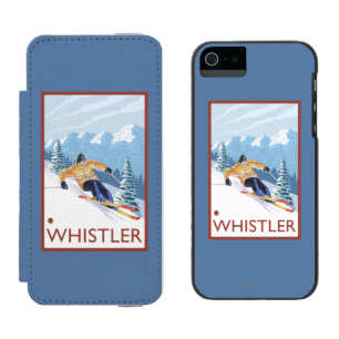 Downhhillの雪のスキーヤー-ホイスラー、紀元前にカナダ iPhone SE/5/5sウォレットケース