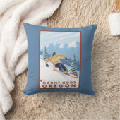 Downhhillの雪のスキーヤー-山のフード、オレゴン クッション (ブランケット)