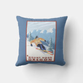 Downhhillの雪のスキーヤー-山のフード、オレゴン クッション (裏面)