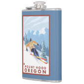 Downhhillの雪のスキーヤー-山のフード、オレゴン フラスク (左)