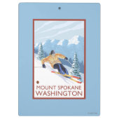 Downhhillの雪のスキーヤー-山スポケーン、 クリップボード (裏面)