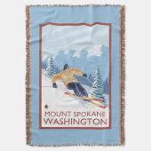 Downhhillの雪のスキーヤー-山スポケーン、 スローブランケット (正面縦)