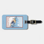 Downhhillの雪のスキーヤー-山スポケーン、 ラゲッジタグ (正面横)