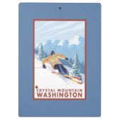 Downhhillの雪のスキーヤー-水晶山、WA クリップボード (裏面)