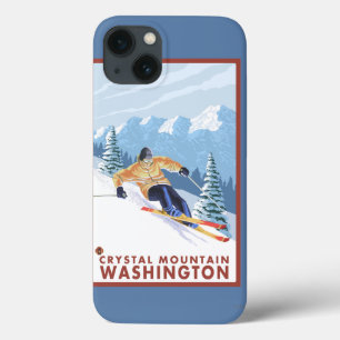 Downhhillの雪のスキーヤー-水晶山、WA iPhone 13ケース