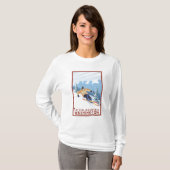 Downhhillの雪のスキーヤー-水晶山、WA Tシャツ (正面フル)