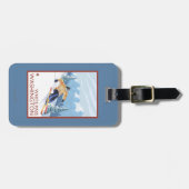 Downhhillの雪のスキーヤー-白いパス、ワシントン州 ラゲッジタグ (正面横)