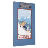 Downhhillの雪のスキーヤー- Snoqualmieのパス、WA クリップボード (右)