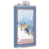 Downhhillの雪のスキーヤー- Snoqualmieのパス、WA フラスク (右)