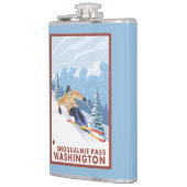 Downhhillの雪のスキーヤー- Snoqualmieのパス、WA フラスク (左)