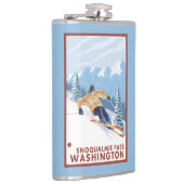 Downhhillの雪のスキーヤー- Snoqualmieのパス、WA フラスク (右)