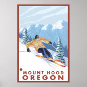 Downhhill Snow Skier - Mount Hood, Oregon ポスター (正面)