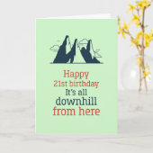 Downhill From Here皮肉おもしろいな21歳の誕生日 カード (黄色い花)
