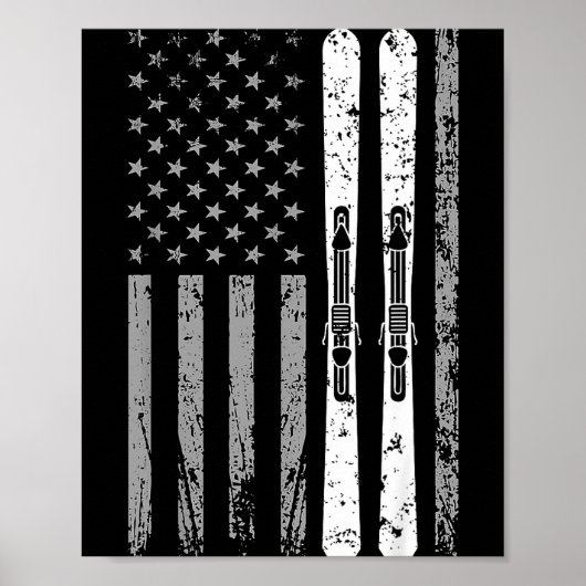 Downhill ski team 4th of july usa american flag ポスター (正面)