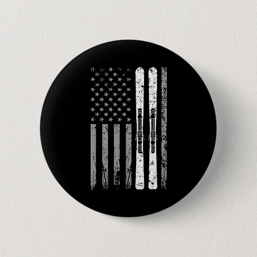 Downhill ski team 4th of july usa american flag 缶バッジ (正面)