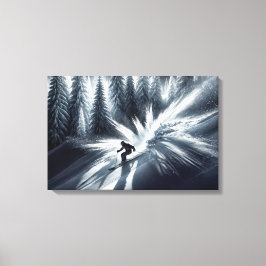 Downhill Skier In the Moonlight キャンバスプリント