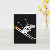 Downhill Skier So Fast Ski's On Fire カード (黄色い花)