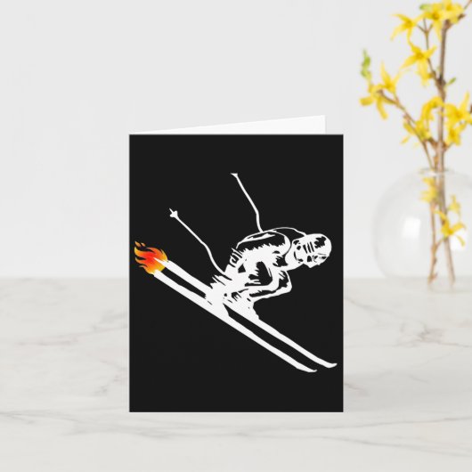 Downhill Skier So Fast Ski's On Fire  カード (黄色い花)