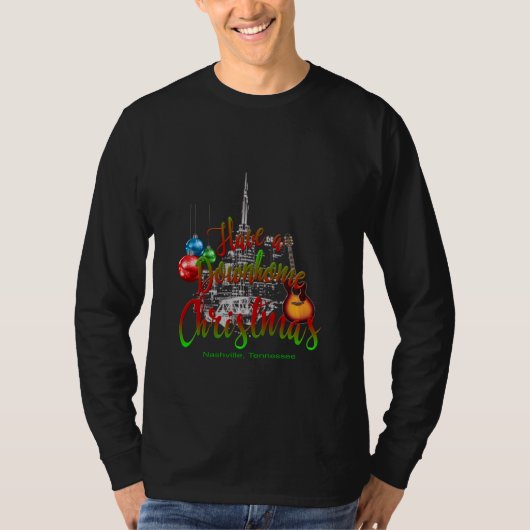 Downhomeのクリスマスのナッシュビルのスカイラインのワイシャツを持って下さい Tシャツ (正面)