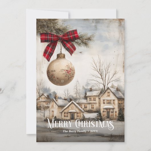 Download Watercolor Red White Christmas Scene  シーズンカード (正面)