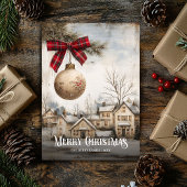 Download Watercolor Red White Christmas Scene  シーズンカード