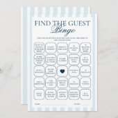 Downloadable Blue Striped Find The Guest Card 招待状 (正面/裏面)