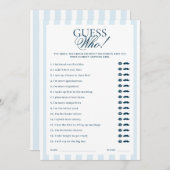 Downloadable Blue Striped Guess Who Card 招待状 (正面/裏面)