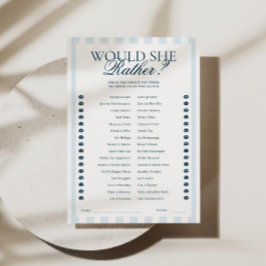 Downloadable Blue Striped Would She Rather Card 招待状